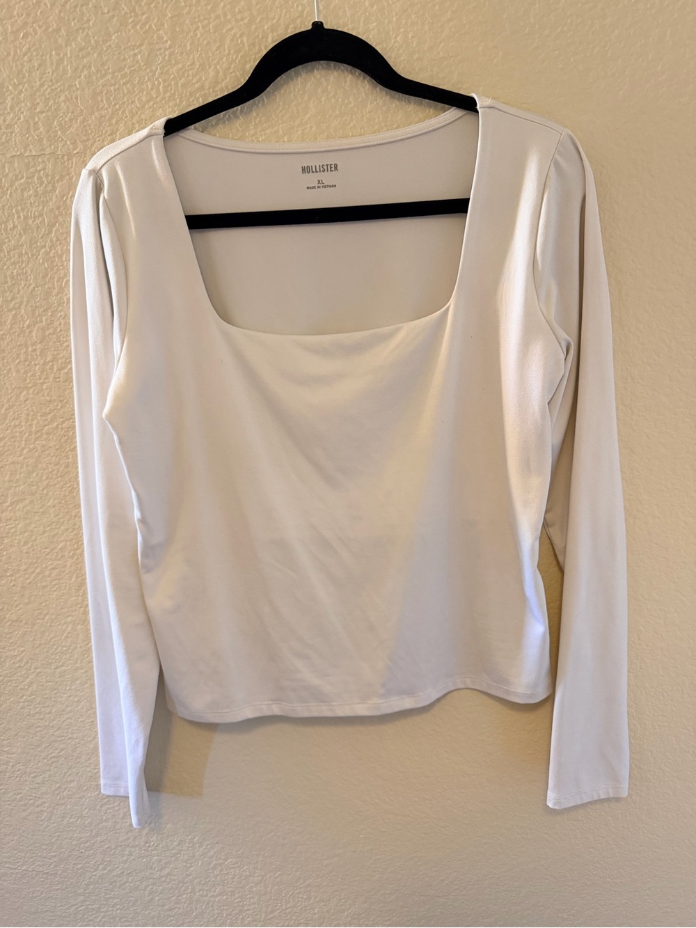 Hollister White Square-Neck Long Sleeve Top